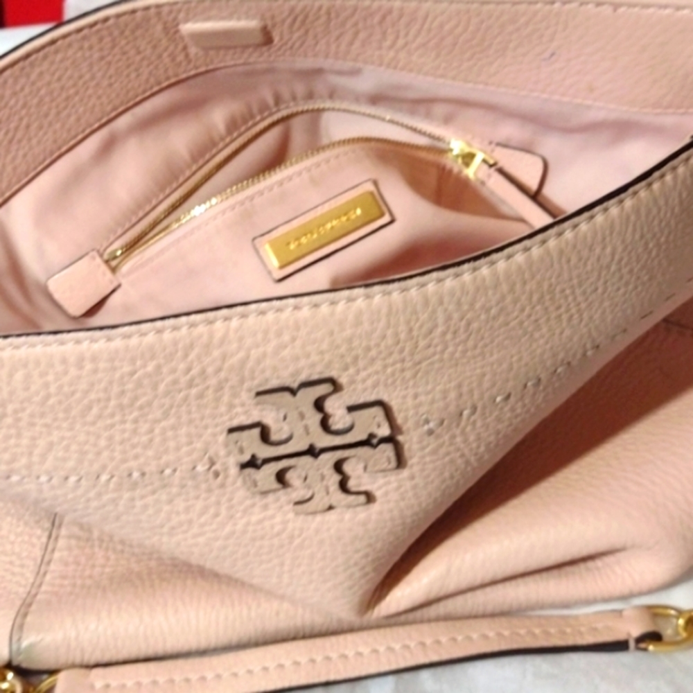 Tory Burch Vintage Salmon 🛍️ Gold 🪙 HW Braids Pebbled Leather Tote - Picture 9 of 16